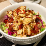 Roasted Cauliflower Salad with Crispy Pepperoni and Giardiniera Vinaigrette