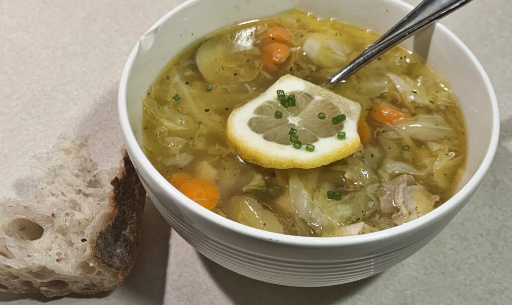 Lemon Chicken Soup with Cabbage