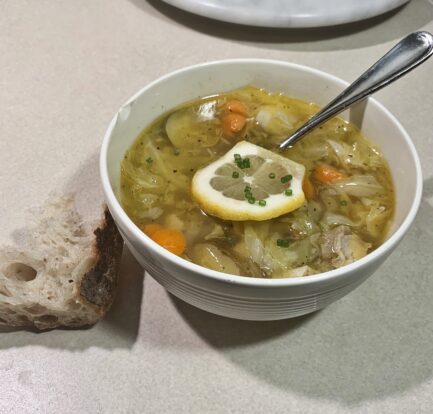 Lemon Chicken Soup with Cabbage